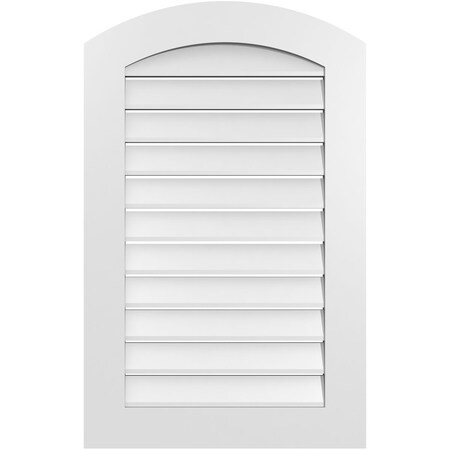 Ekena Millwork Arch Top Surface Mount PVC Gable Vent: Non-Functional, w/ 3-1/2"W x 1"P Standard Frame, 24"W x 36"H GVPAR24X3601SN